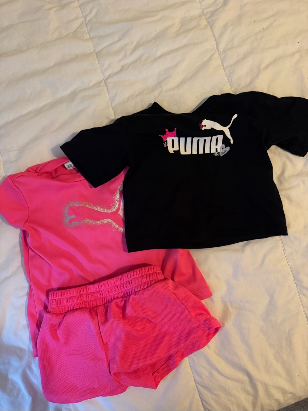 Puma Black & Hot Pink Girls' Athletic Two-Piece Set